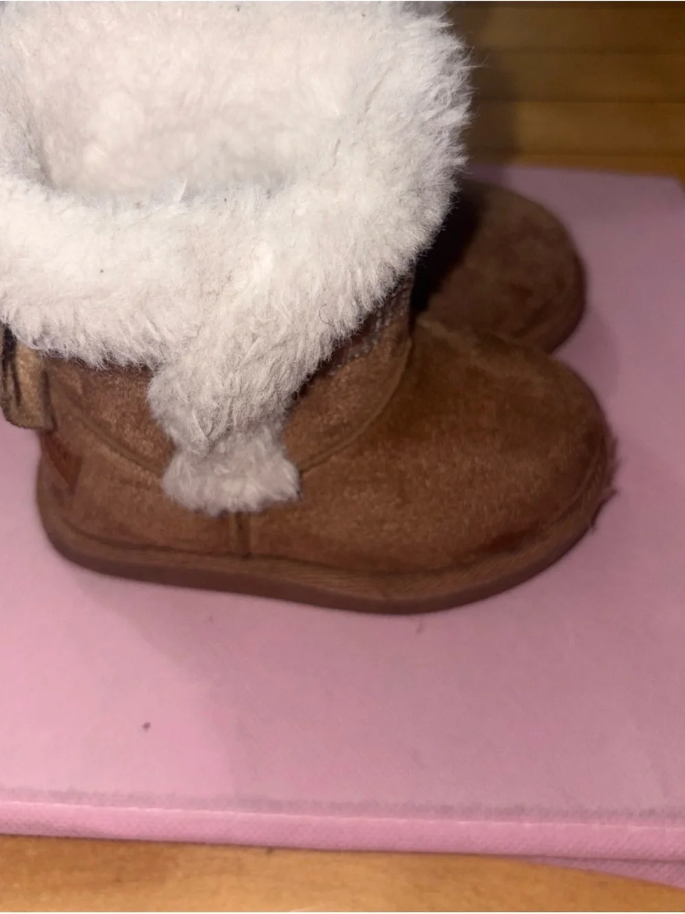Juicy Couture Tan Faux-Suede Girls' Fleece Boots with Silver Sparkle Logo